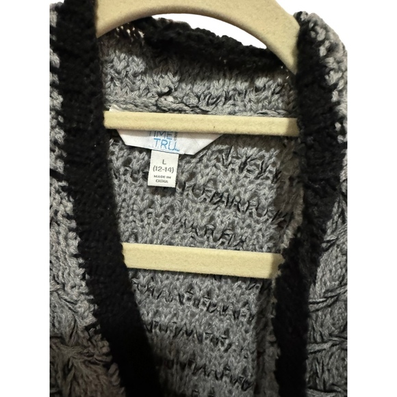 Time and True - Black / Gray Heather Shawl Collar Cardigan - Size L - Picture 3 of 3